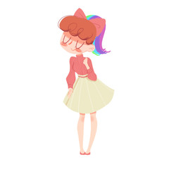 Creative Illustration and Innovative Art: Little Happy Girl. Realistic Fantastic Cartoon Style Artwork Character Design, Wallpaper, Story Background, Card Design
