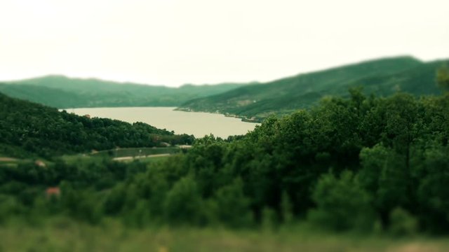 Cinematic look of Danube river in the valley
