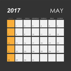 Template of calendar for May 2017

