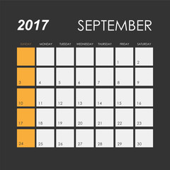 Template of calendar for September 2017
