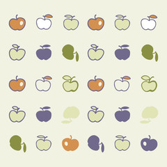 Stylish pattern with color  abstract apples. Vector illustration. 