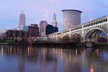 Fototapeta na wymiar Cleveland Ohio Downtown City Skyline Cuyahoga River