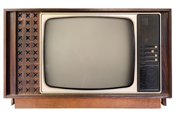 Vintage television - old TV isolate on white ,retro technology