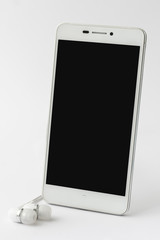 blank smartphone with earphone