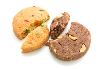 broken cookie isolated on white background