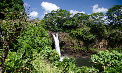 Sunny morning at Rainbow falls near Hilo