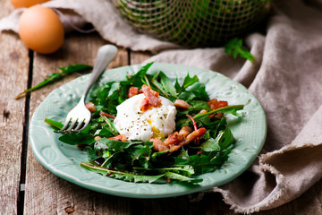 salad with dandelions and egg