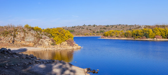 The artificial lake created by the Povoa e Meadas Dam. Castelo de Vide, Alentejo, Portugal.
