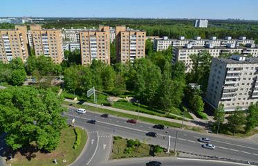 Top view of Solnechnaya alley in Zelenograd Administrative District, Moscow
