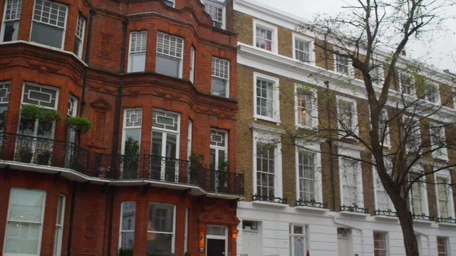  Exterior view of period town houses in a London Suburb