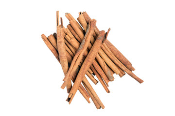Isolated a pile of cinnamon stick on a white background