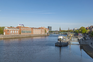 Cityscape with Teerhof on the left  at river Weser