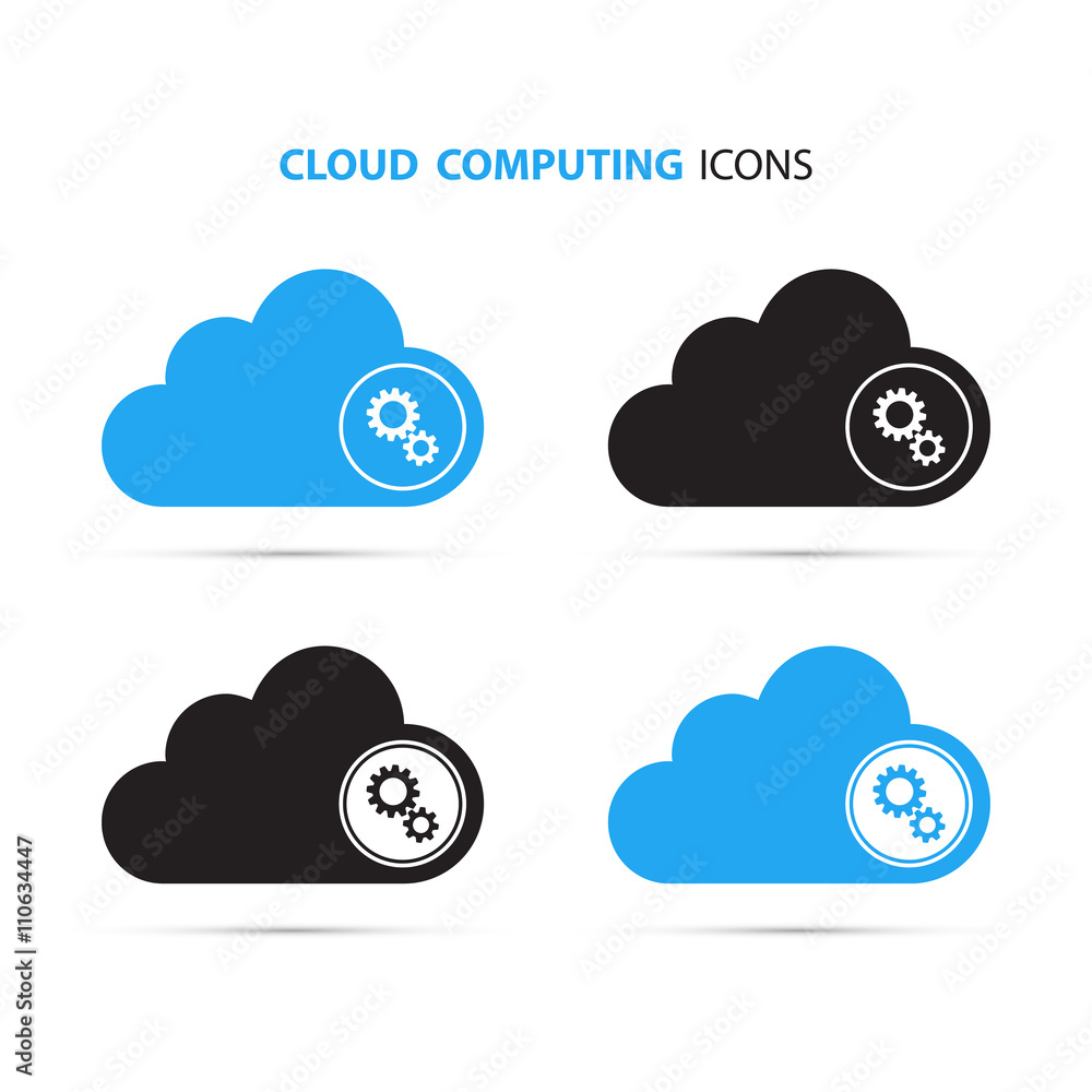 Poster cloud with gears. cloud computing icons. vector illustration.