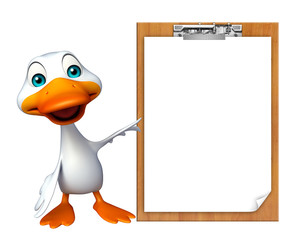cute Duck cartoon character with exam pad