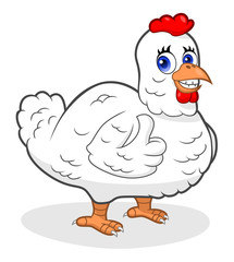 Hen gesturing thumbs up