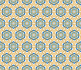Blue and orange color hexagonal pattern