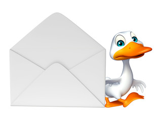 cute Duck cartoon character with mail
