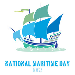 An abstract illustration on National Maritime Day with an iconic steam boat