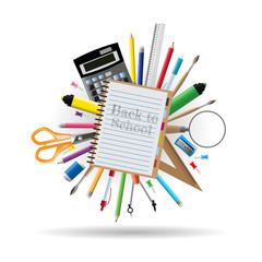 Fototapeta premium Back to school background, vector illustration