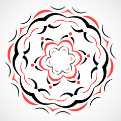 Round Ornament. Circle decorative elements. Red and black