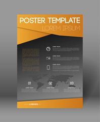 poster template design with world map and option steps, icons