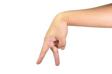 Walking Hand in white background.