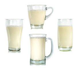 Glass of milk isolated on the white background