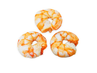 Cooked shrimps isolated on white background.
