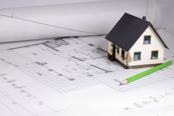 architect`s plan, construction plan, Hausbau, Planung