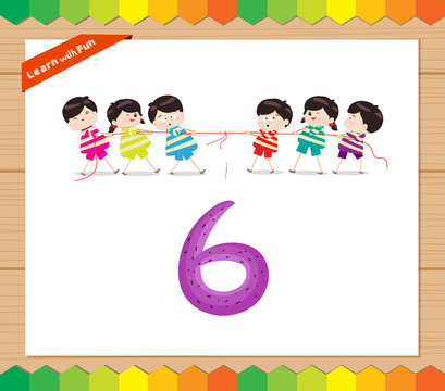 Kids playing with the number 6