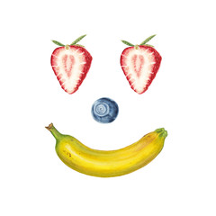 Watercolor fruit face