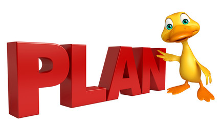 Duck cartoon character with plan