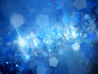 Obraz premium Blue glowing nebula with pentagon particles