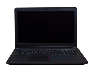 Fototapeta premium Black laptop on isolated / white background with clipping path (Business object)