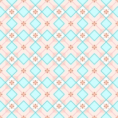 Geometric background made of squares, seamless, pink. Vector color geometric pattern of blue squares on a pink field. For the decoration. 