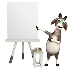 cute Goat cartoon character with  white board