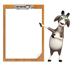 cute Goat cartoon character with exam pad