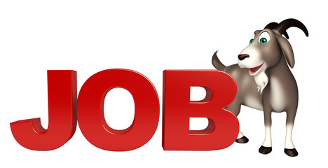 cute Goat cartoon character with job sign
