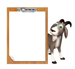 cute Goat cartoon character with exam pad