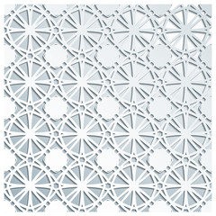 Light-gray seamless geometric pattern. Tiled background with Oriental motif 3D. Endless texture can be used for wallpaper, pattern fills, background of web page, surface textures
