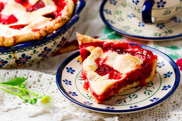 Strawberry pie. Style vintage.