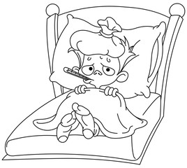 Outlined sick kid