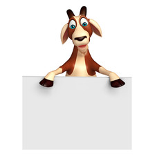 cute Goat cartoon character with white board