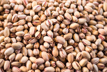 Raw fresh pistachio pile