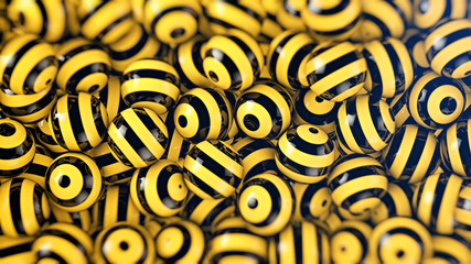 Vibrant black-yellow striped spheres