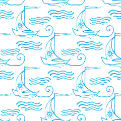 Seamless pattern with ships ornament