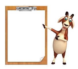 fun Goat cartoon character with exam pad