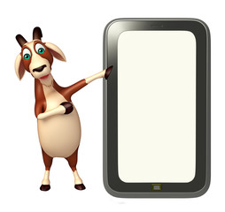 Goat cartoon character with mobile