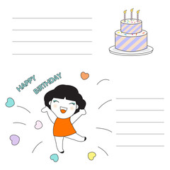 Happy Birthday Character Paper Note illustration