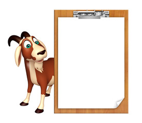 fun Goat cartoon character with exam pad